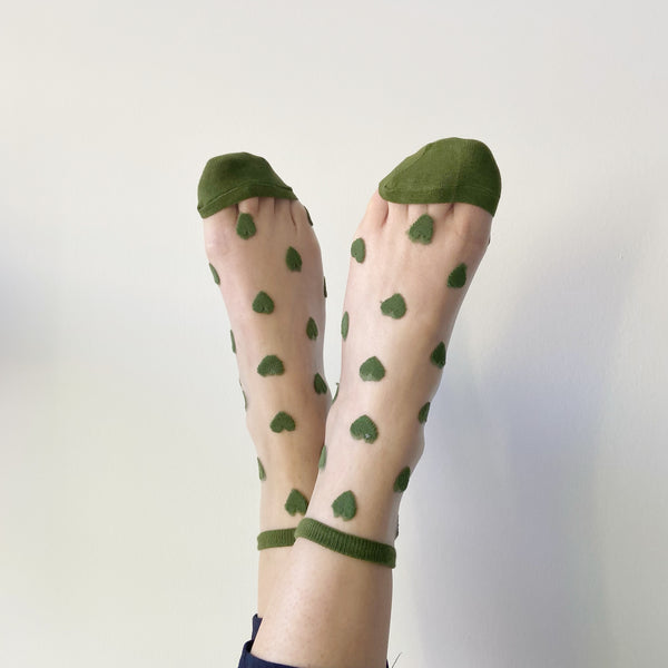 chaussettes fantaisie kaki - socquettes