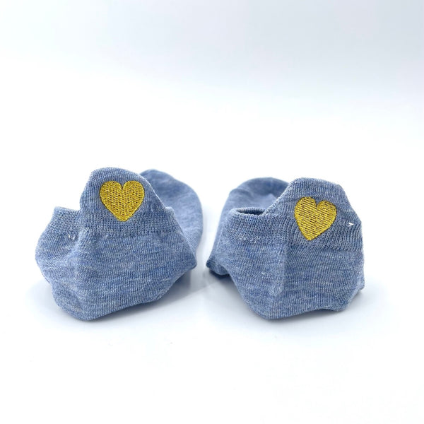 Manon - Lot de 5 paires coeur brodé fil doré