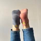 Manon - Lot de 5 paires coeur brodé fil doré