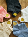 Manon - Lot de 5 paires coeur brodé fil doré