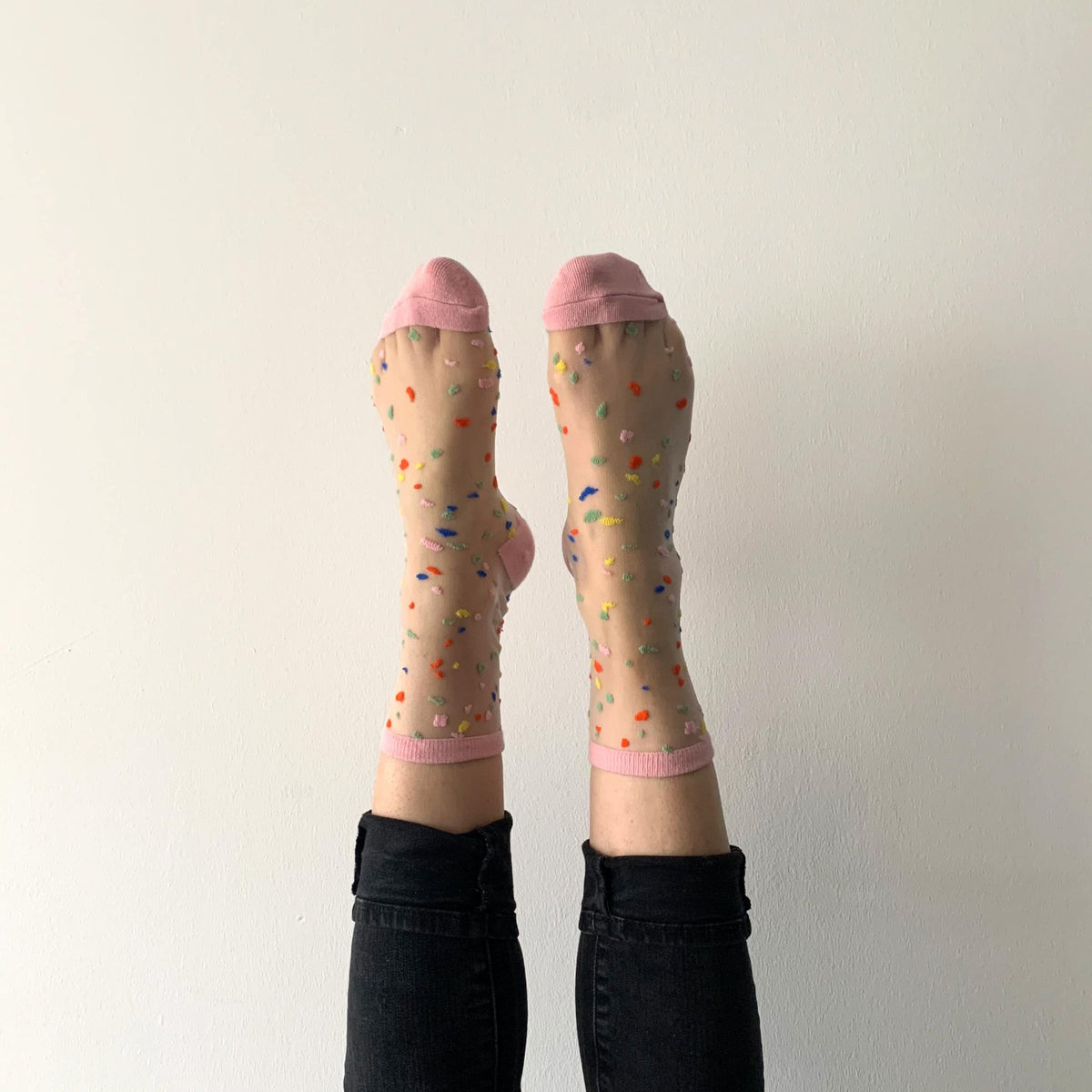 chaussettes fantaisie femme à confettis roses Annabelle Sockette