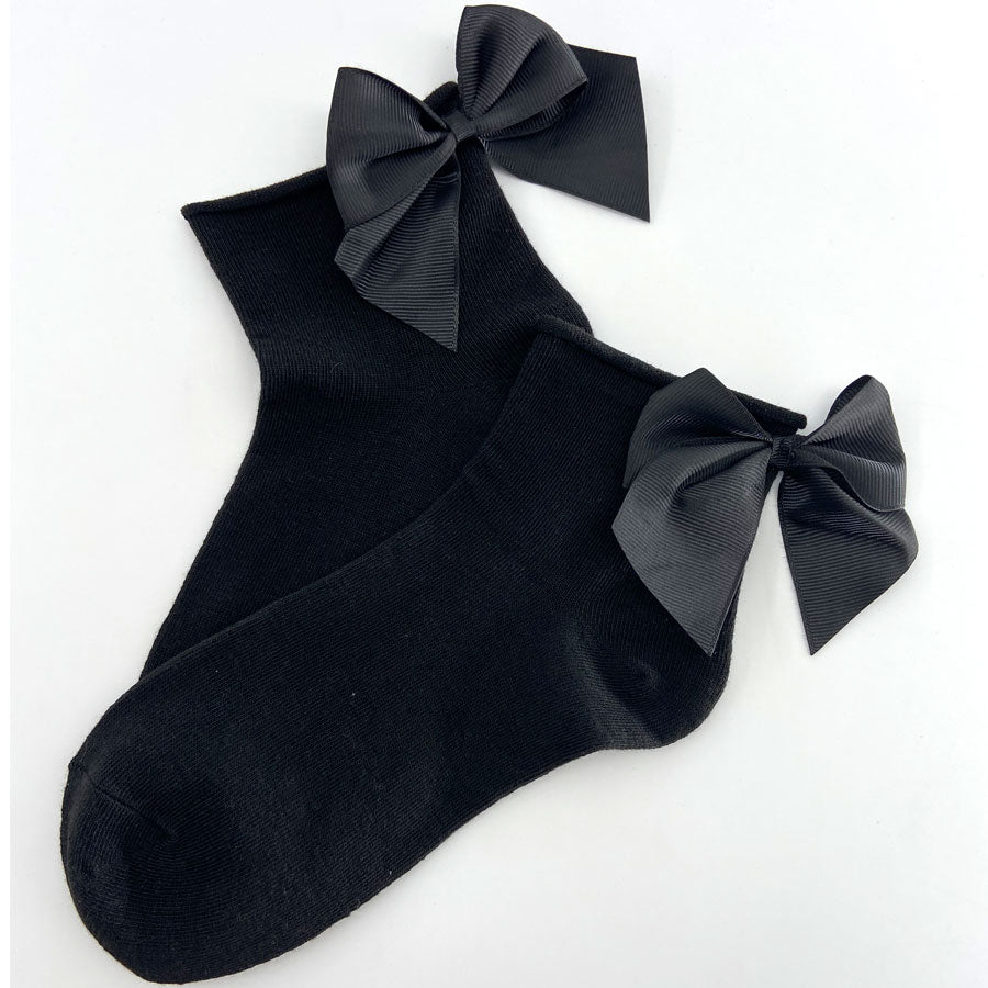 Chaussettes de Contention Bambou, Noire à Pois Blancs, MOLLET LARGE