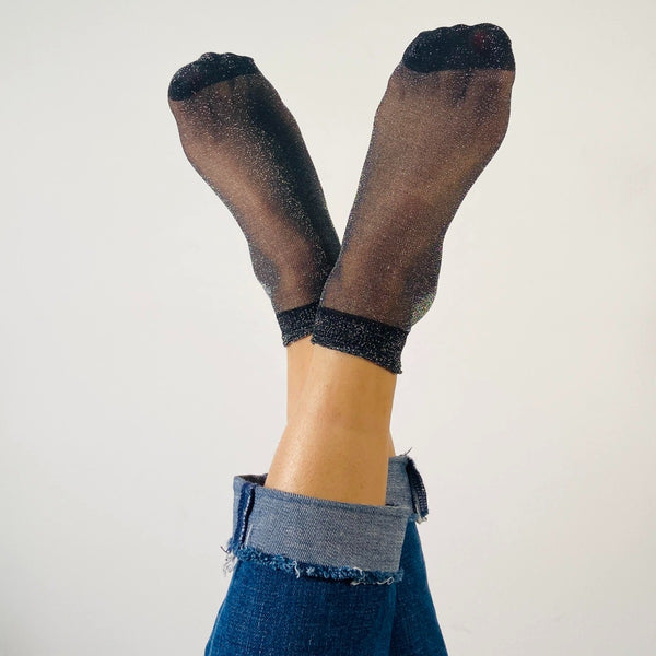 chaussette fantaisie - lot socquettes paillettes femme 